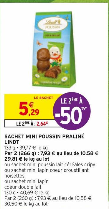 sachet mini poussin praliné Lindt