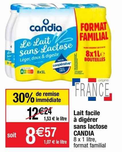 lait sans lactose Candia