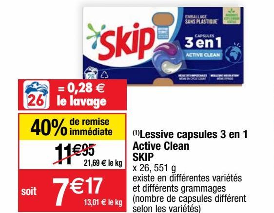 lessive en capsules Skip