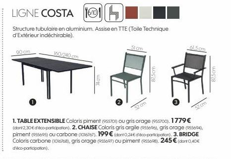 table extensible Costa