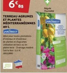 6€85  terreau agrumes  et plantes  méditerranéennes  40 l  jardibest  idéal pour toutes plantations d'intérieur et d'extérieur de plantes et d'agrumes utilisation en bacs ou en  pleine terre- drainage