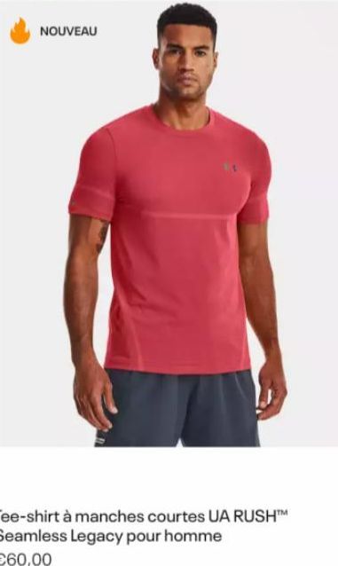 NOUVEAU  Tee-shirt à manches courtes UA RUSH™ Seamless Legacy pour homme  €60,00 