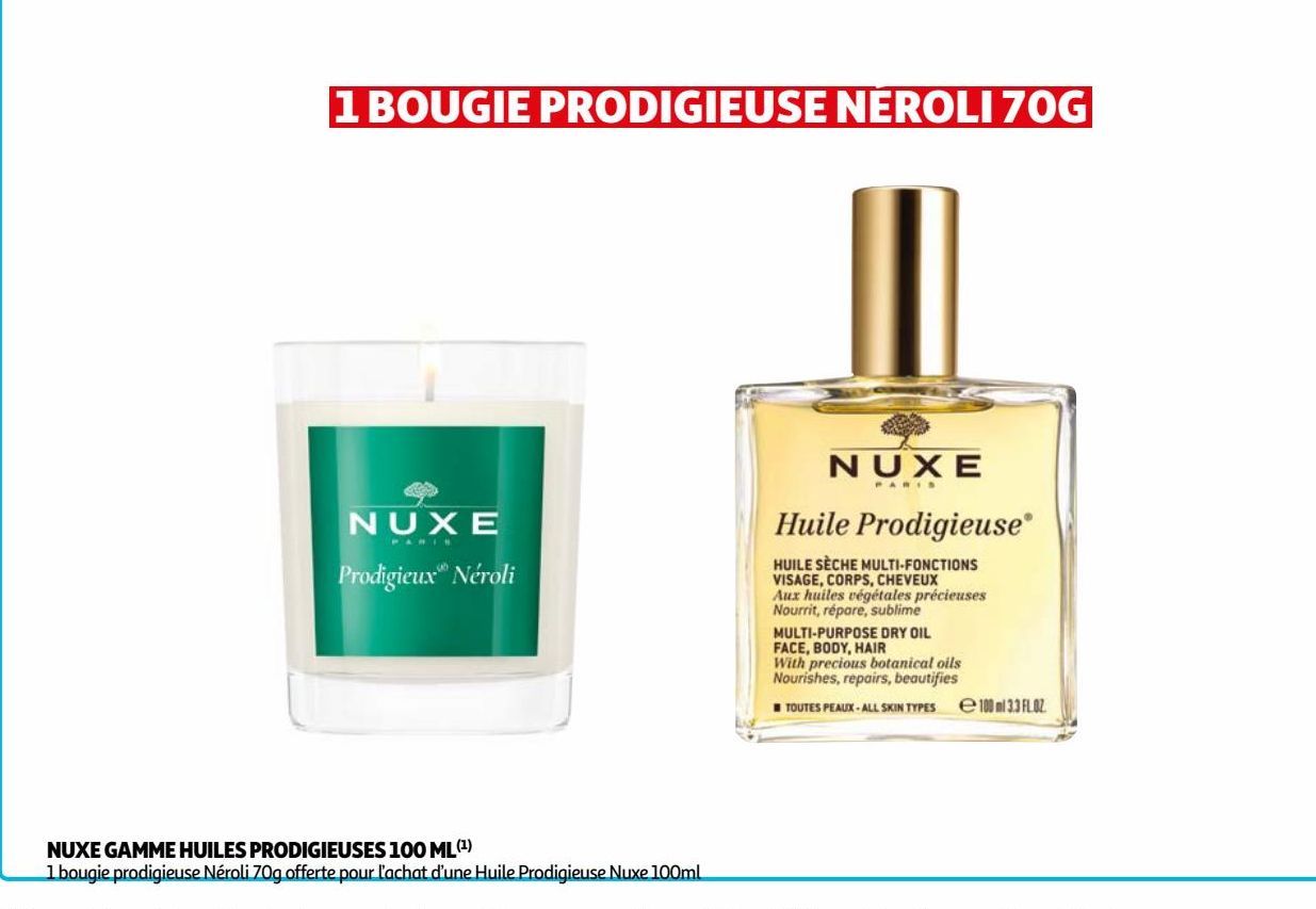 NUXE GAMME HUILES PRODIGIEUSES 100 ML