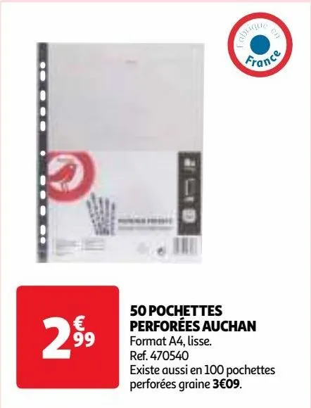 50 pochettes perforées auchan