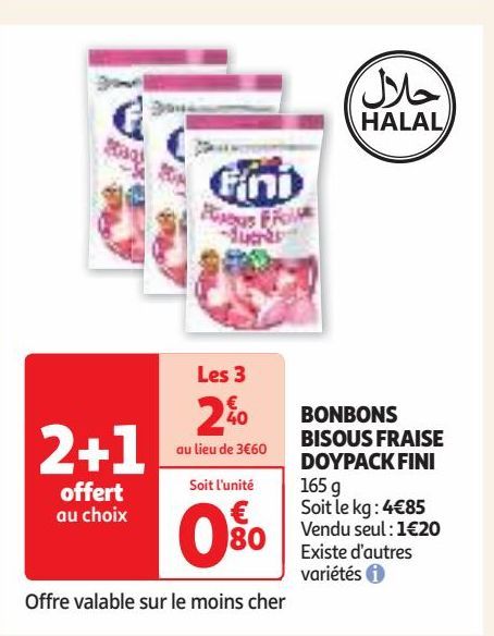 BONBONS BISOUS FRAISE DOYPACK FINI