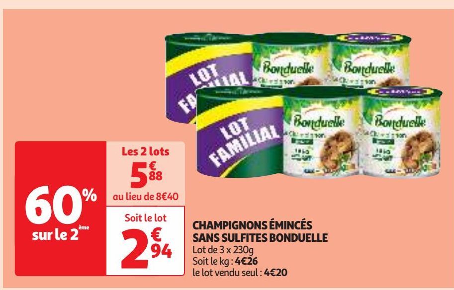 CHAMPIGNONS ÉMINCÉS SANS SULFITES BONDUELLE