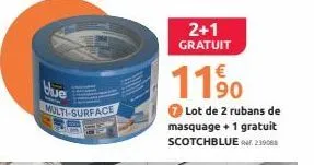 blue  multi-surface  2+1 gratuit  1190  lot de 2 rubans de masquage + 1 gratuit scotchblue 4.239088 