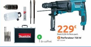 makita  En coffret  Thakita  229€  Dont 0,50 € d'éco-part. Perforateur 720 W  Ral 333249 