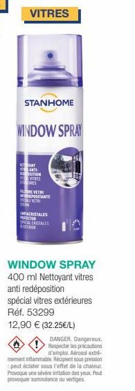 VITRES  STANHOME  WINDOW SPRAY  ANT ANTI ITION VITNES RES  IN  E VETRI  POSITANTE WERE  IMPACRISTALES PROTECTOR SPAL CRISTALES 