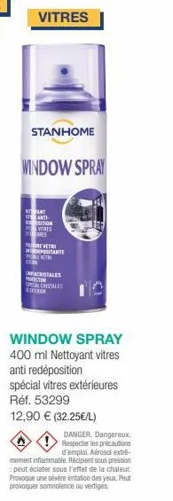 vitres  stanhome  window spray  ant anti ition vitnes res  in  e vetri  positante were  impacristales protector spal cristales 