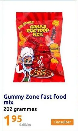 dr.cande  gummy fast food mex  gummy zone fast food mix  202 grammes  9.65/kg  29  prucks  consulter 