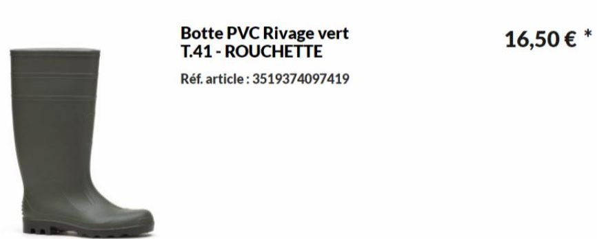 Botte PVC Rivage vert T.41-ROUCHETTE  Réf. article: 3519374097419  16,50 € * 