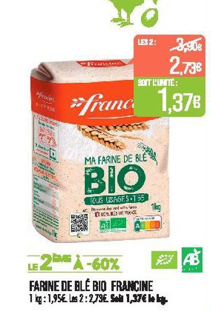 Farine de blé bio Francine