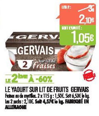 Le yaourt sur lit de fruits Gervais