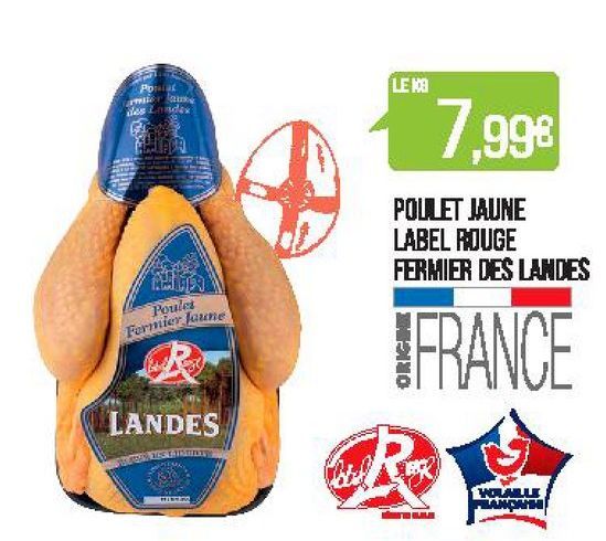 Poulet jaune Label Rouge Farmier des Landes