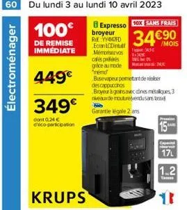 électroménager  100€ broyeur  re:yy417fd ecran lcd mémomervos cafés prés grace au mode  6:24  "memo  449€ busevipeu pemetiritde noker  descappucchos  broyeur à grains avec des métiques 3 niveaux de mo