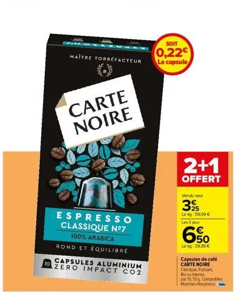 capsules de café carte noire