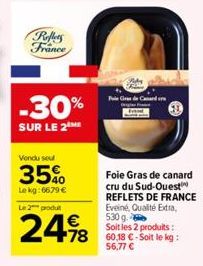 Reflers France  -30%  SUR LE 2  Vendu seul  35%  Lekg:6679 €  Le 2 produt  €  24%8  Body  Fule Gres de Canard en 