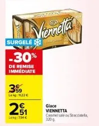 3  leg:11,22 €  surgele  -30%  de remise immédiate  251  lekg: 284€  viennetta  glace viennetta camel sale ou stracciatella 3209 