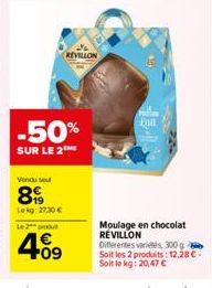 2% REVILLON  -50%  SUR LE 2 ME  Vendu se  899  Lekg: 27,30 €  Le 2  4.09  Dut 