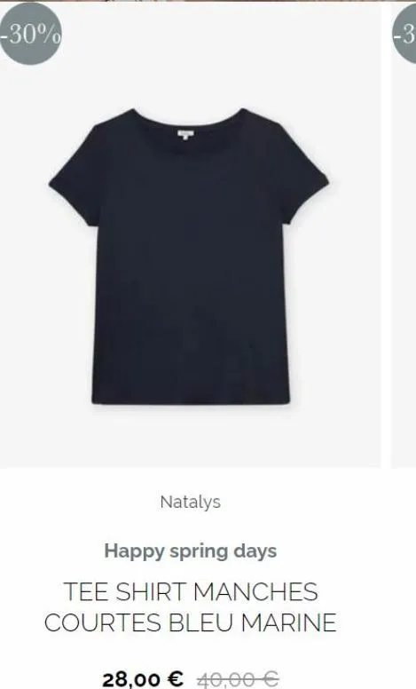 -30%  natalys  happy spring days  tee shirt manches courtes bleu marine  28,00 € 40,00 €  