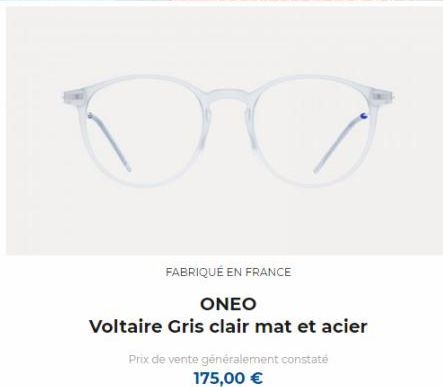 VO  FABRIQUÉ EN FRANCE  ONEO  Voltaire Gris clair mat et acier  Prix de vente généralement constaté 175,00 € 