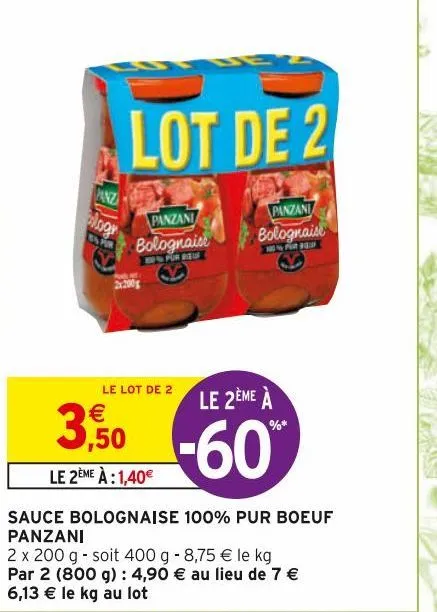 Sauce bolognaise pur bœuf Panzani - 200g