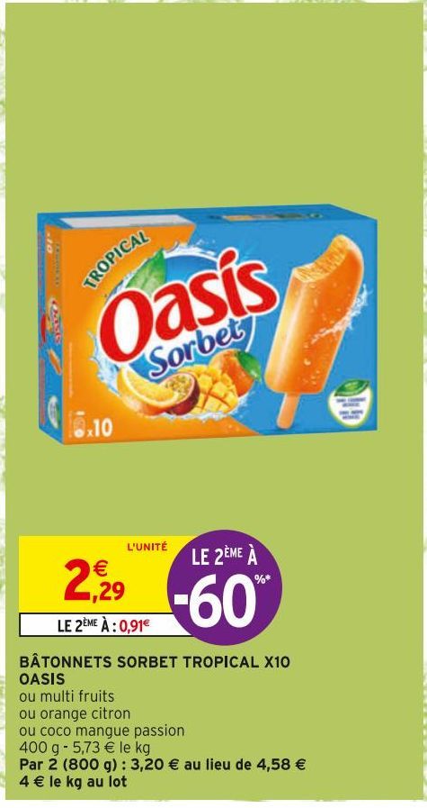 BATONNETS SORBET TROPICAL X10 OASIS