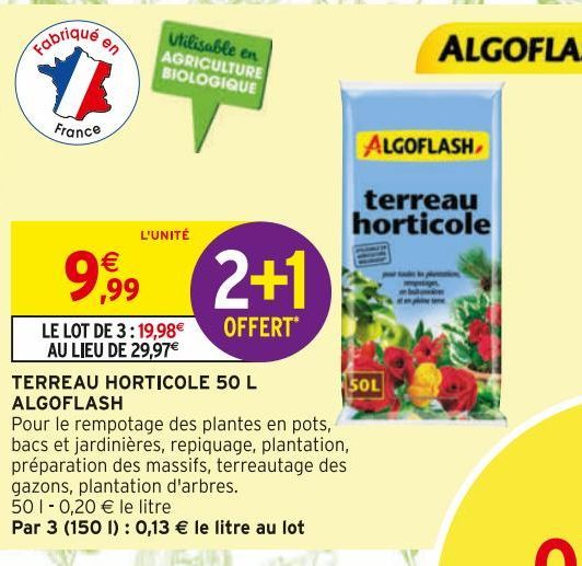 TERREAU HORTICOLE 50L ALGOFLASH