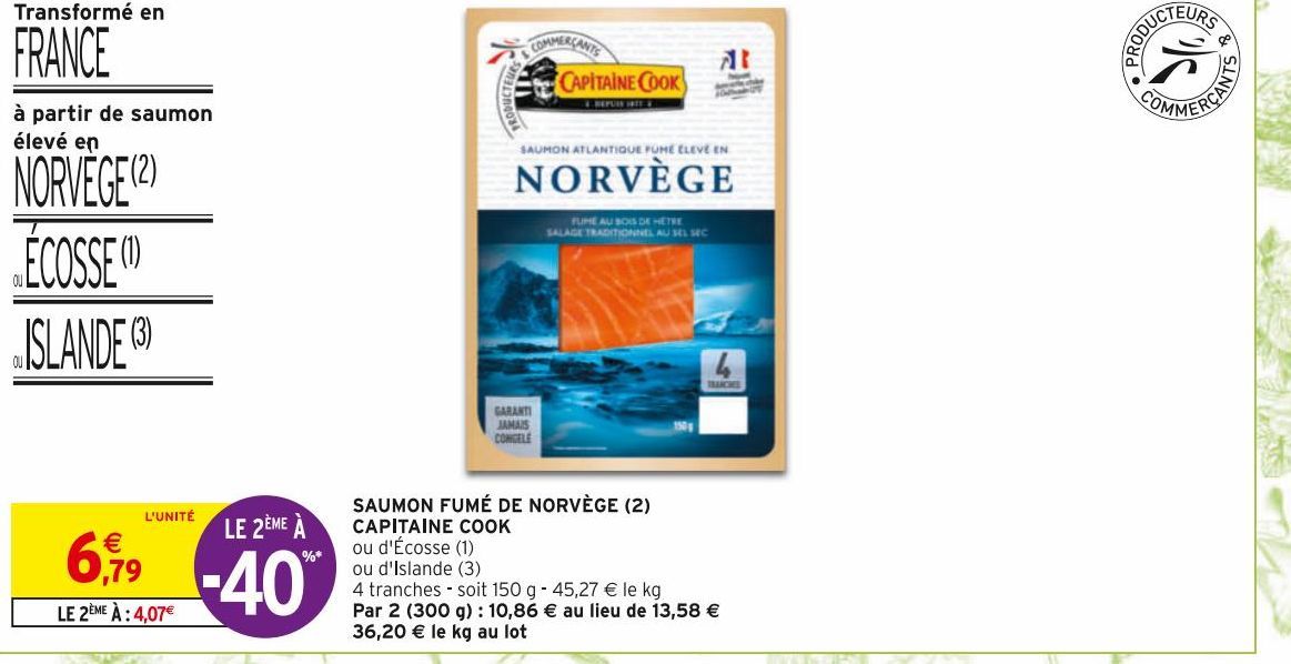 SAUMON FUME DE NORVEGE CAPITAINE COOK