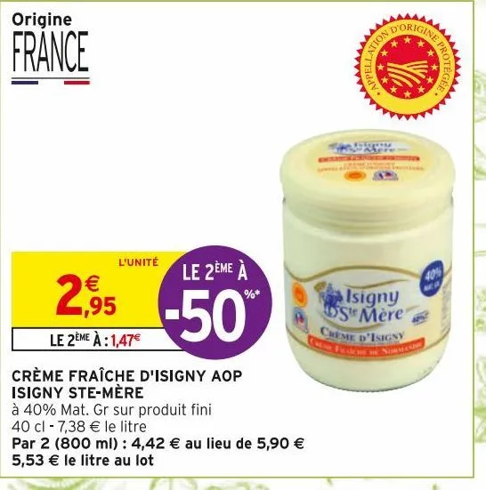creme fraise d'isigny aop isigny ste-mere 