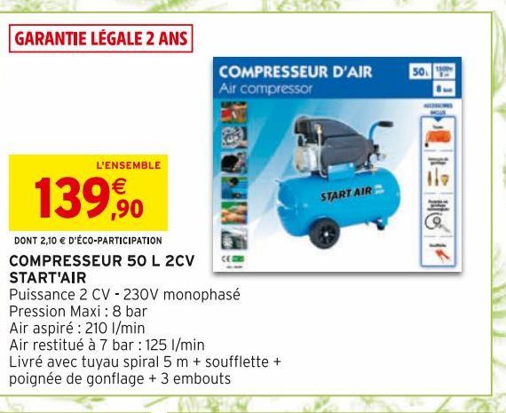 COMPRESSEUR 50L 2CV START'AIR