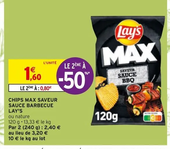 chips max saveur sauce barbecue lay's 