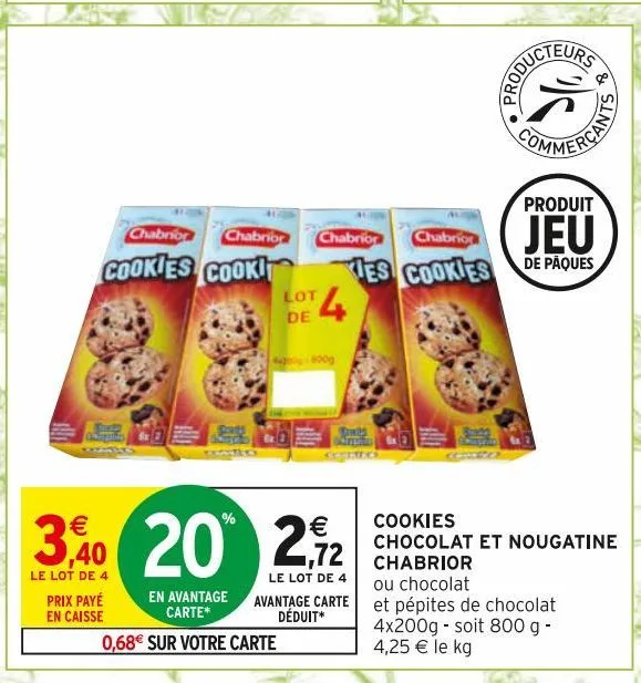 cookies chocolat et nougatine chabrior 