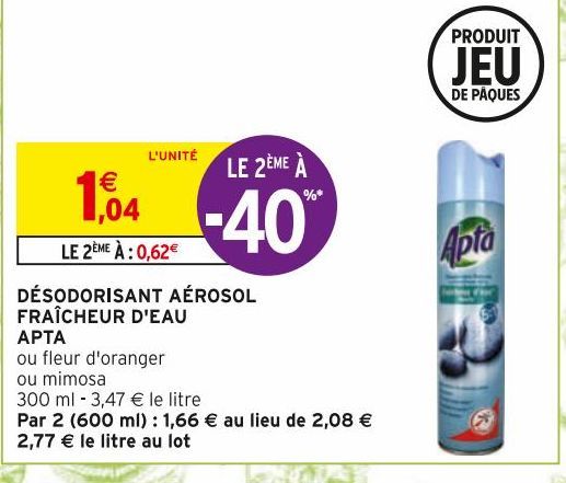 DESODORISANT AEROSOL FRAICHEUR D'EAU APTA 