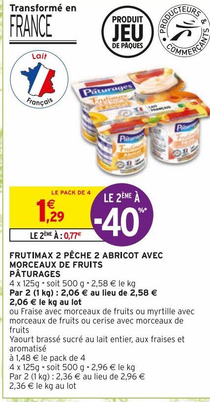 FRUTIMAX 2 PECHE 2 ABRICOT AVEC MORCEAUX DE FRUITS PATURAGES
