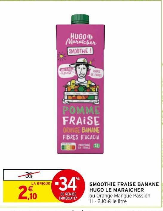 SMOOTHIE FRAISE BANANE HUGO LE MARAICHER