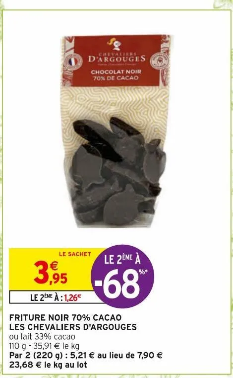 friture noir 70% cacao les chevaliers d'argouges 