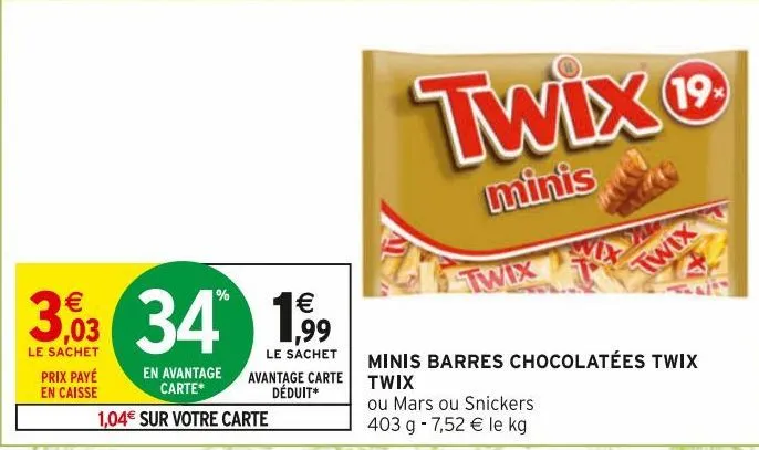 minis barres chocolatées twix twix