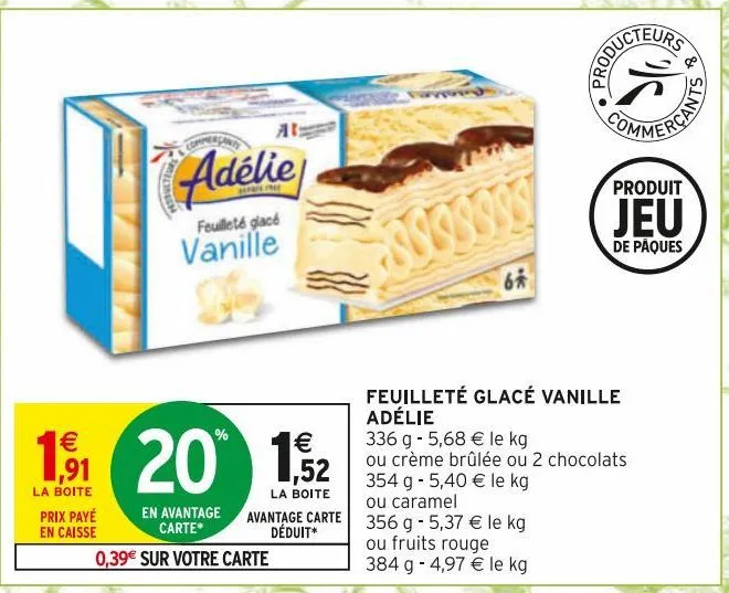 feuilleté glacé vanille adélie