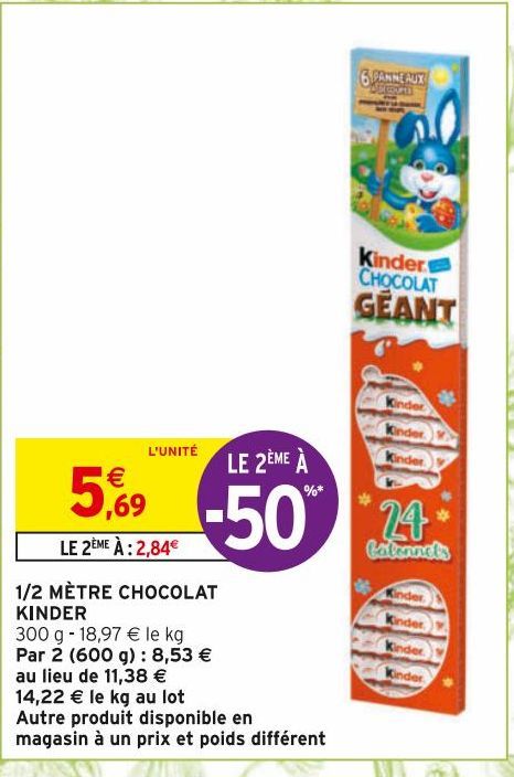 1/2 MÈTRE CHOCOLAT KINDER