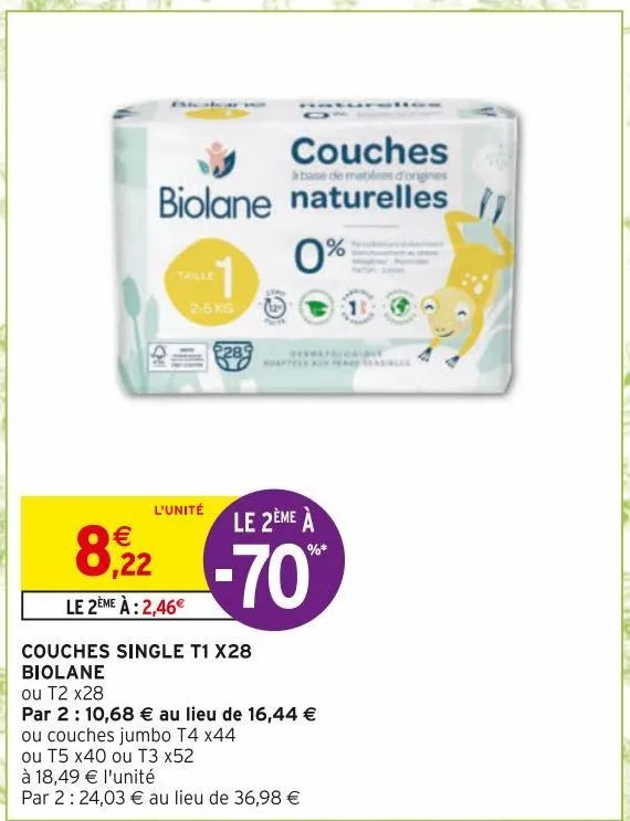 couches singles t1 x28 biolane