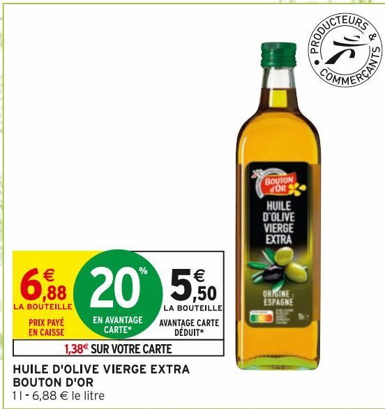 HUILE D'OLIVE VIERGE EXTRA BOUTON D'OR