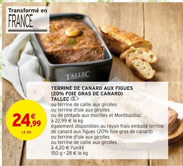 terrine de canard aux figues (20% foie gras de canard) tallec