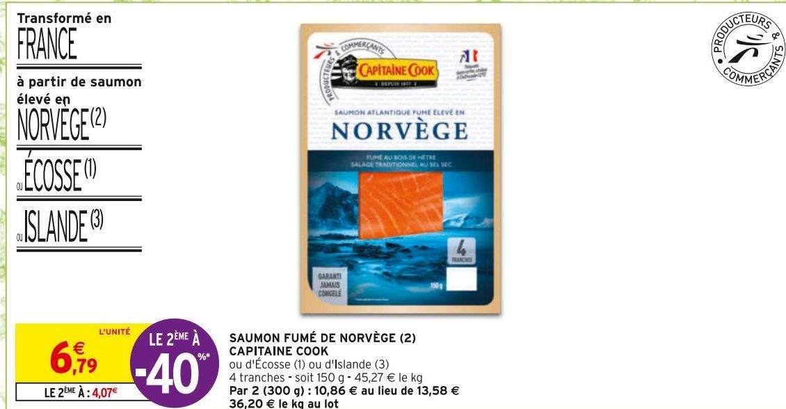 SAUMON FUMÉ  DE NORVÈGE (2) CAPITAINE COOK