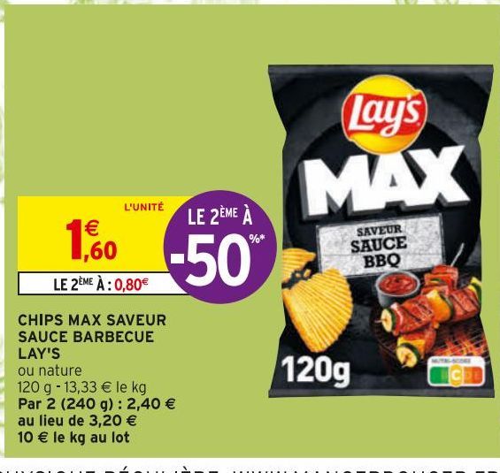 CHIPS MAX SAVEUR SAUCE BARBECUE LAY'S