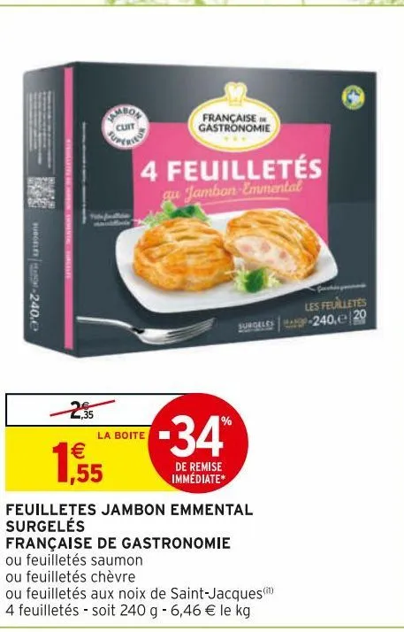feuilletes jambon emmental surgelés française de gastronomie