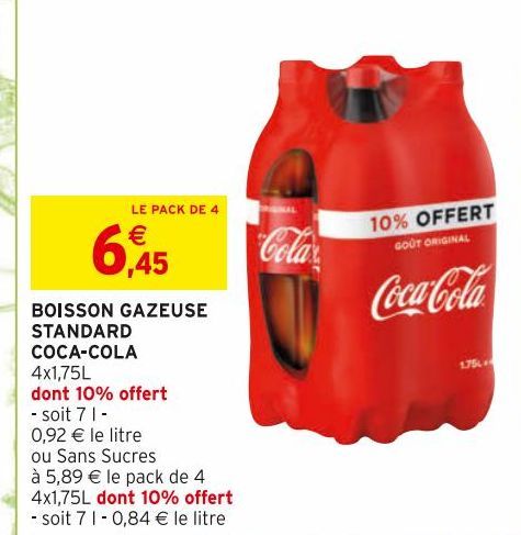 BOISSON GAZEUSE STANDARD COCA-COLA