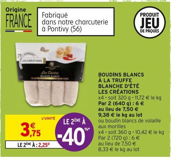 BOOUDINS BLANCS À LA TRUFFE BLANCHE D'ÉTÉ LES CRÉATIONS