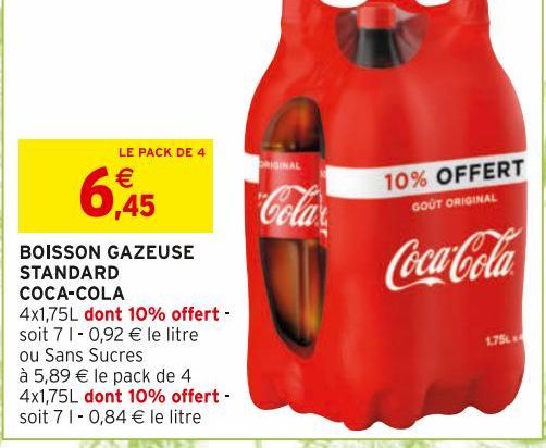 BOISSON GAZEUSE STANDARD COCA-COLA